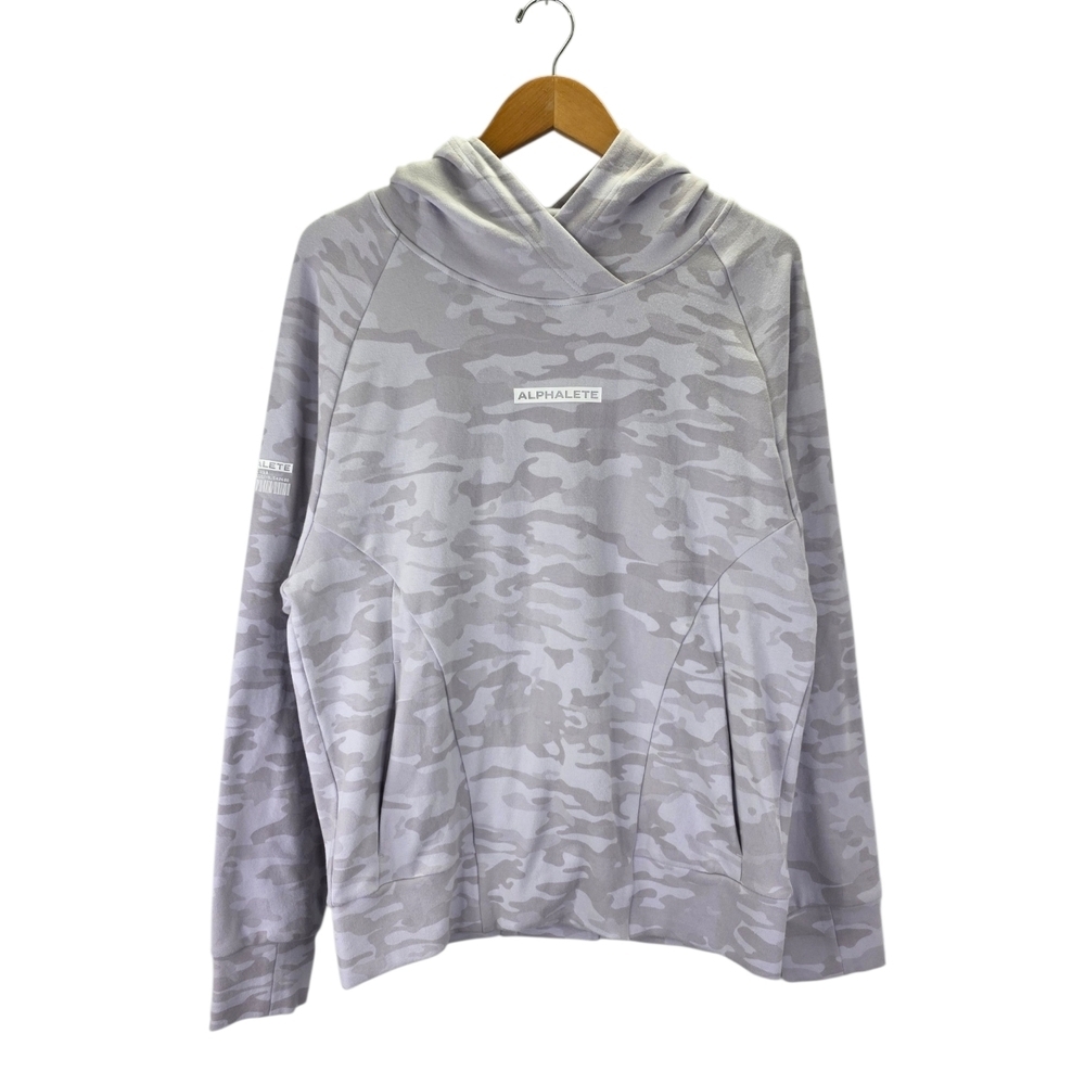 NWT Alphalete Identity Womens Camo Logo Sweatshirt Hoodie Kangaroo Pocket Size M
